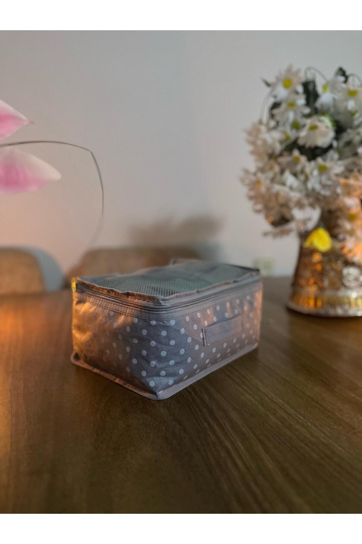 Gri Benekli (Fileli) 6 Parça Seyahat Valiz Kılıfı Düzenleyicisi