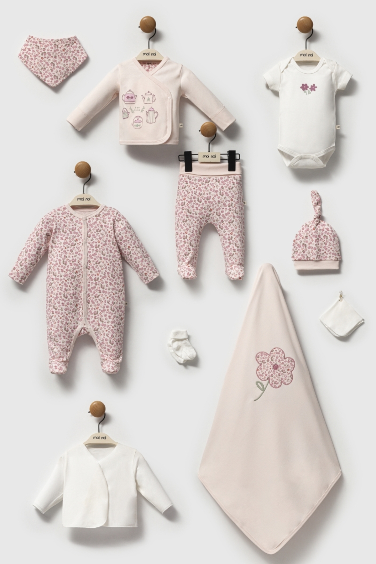 Bebek Takımı Yeni Doğan Hastane Çıkışı Seti Tea 10'lu Set Kutulu %100 ORGANİK Pamuklu