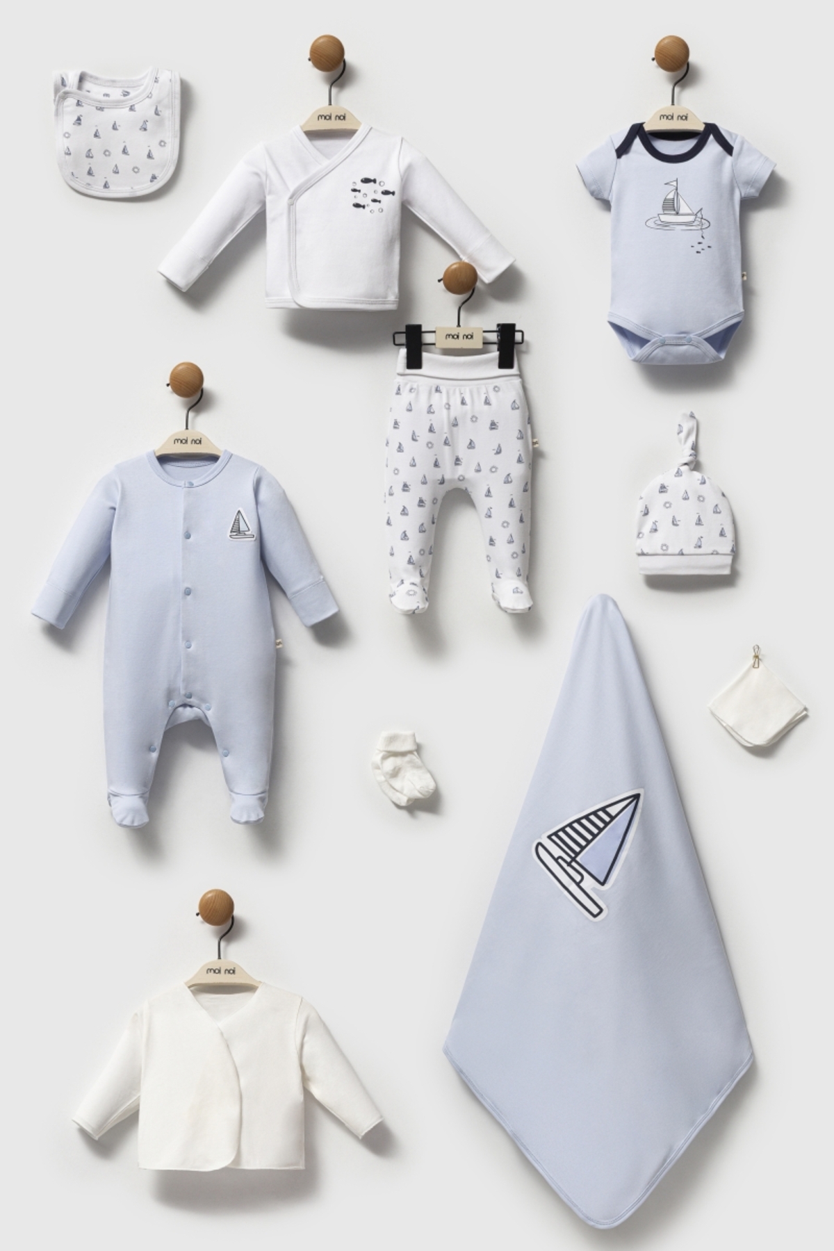 Erkek Bebek Takımı Yeni Doğan Hastane Çıkışı Captain Set Kutulu %100 ORGANİK Pamuklu