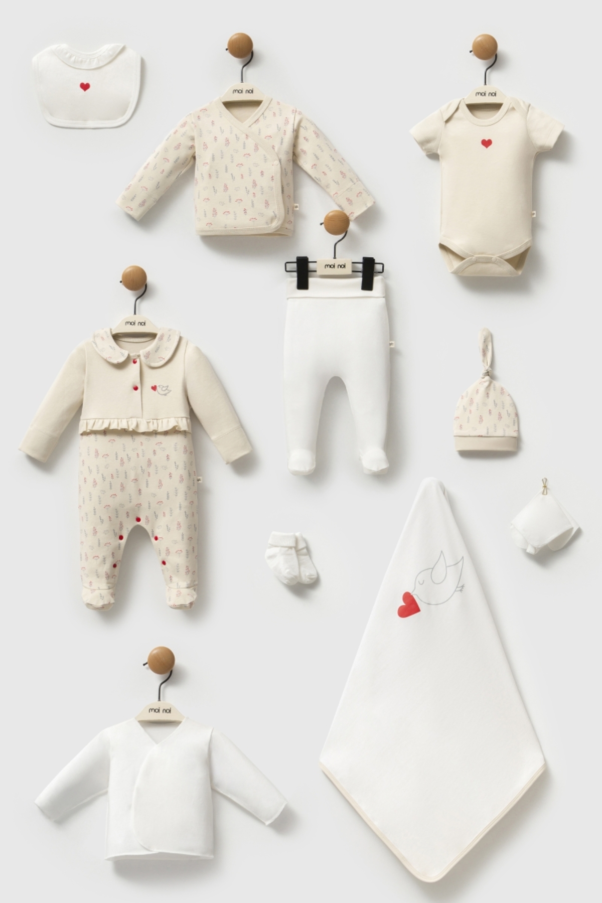 Bebek Takımı Yeni Doğan Hastane Çıkışı Seti Kokina 10'lu Set Kutulu %100 ORGANİK Pamuklu