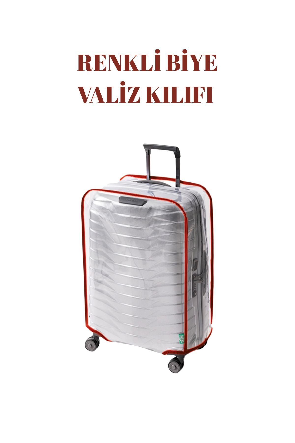 Şeffaf Valiz Kılıfı ve Bavul Koruyucu Renkli Biye