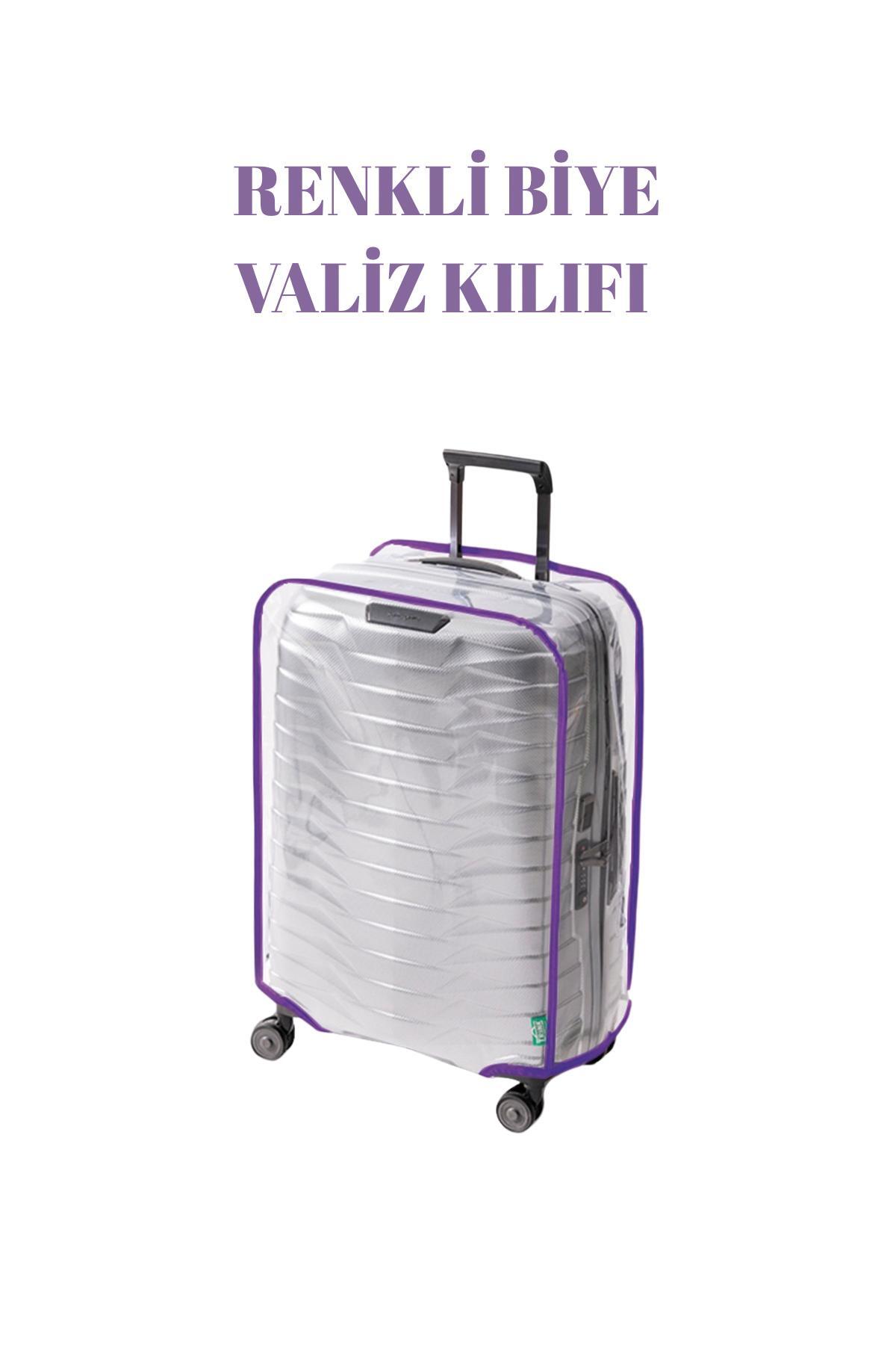 Şeffaf Valiz Kılıfı ve Bavul Koruyucu Renkli Biye