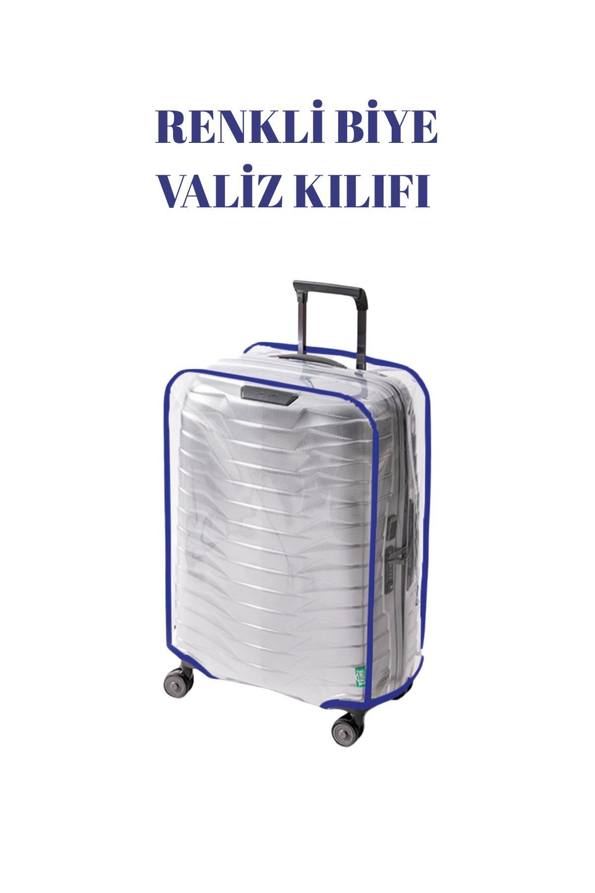 Şeffaf Valiz Kılıfı ve Bavul Koruyucu Renkli Biye