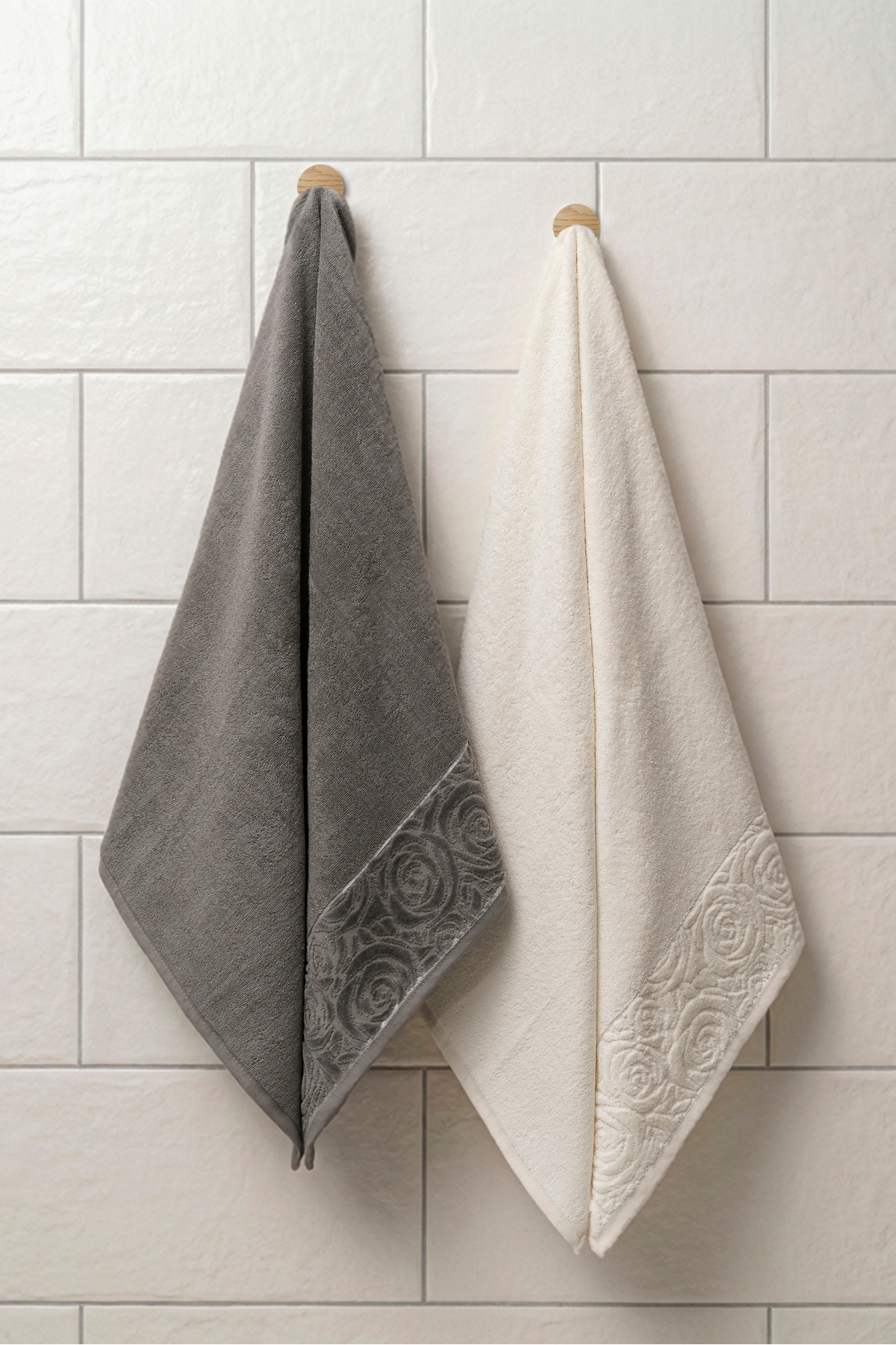 2 Adet 100x150 cm %100 Pamuk Banyo Havlusu Kabartma Desenli Yumuşak Emici Kalın Dokulu