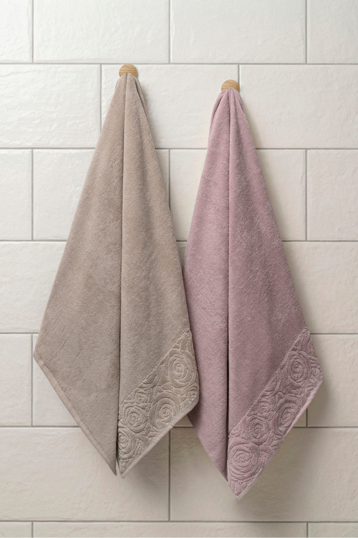 2 Adet 100x150 cm %100 Pamuk Banyo Havlusu Kabartma Desenli Yumuşak Emici Kalın Dokulu