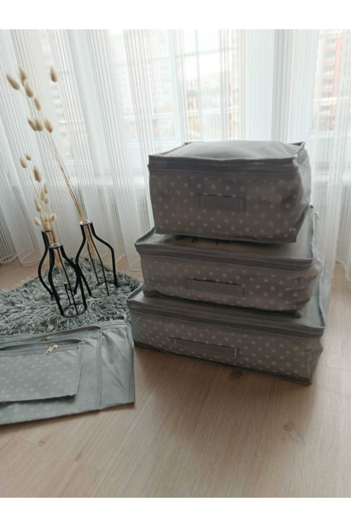 Gri Puantiyeli Çok Amaçlı 6 Parça 1.kalite Valiz Düzenleyici