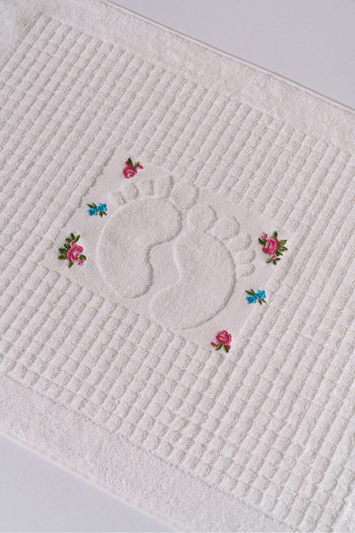 2'li Nakış İşlemeli %100 Pamuk Banyo Ayak Havlusu Seti 50x80 cm Yumuşak Dokulu