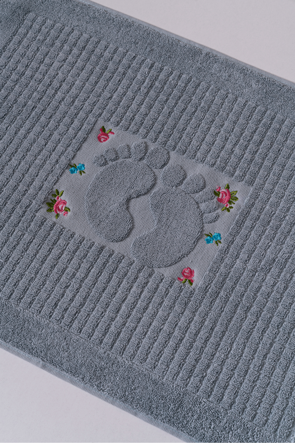 2'li Nakış İşlemeli %100 Pamuk Banyo Ayak Havlusu Seti 50x80 cm Yumuşak Dokulu