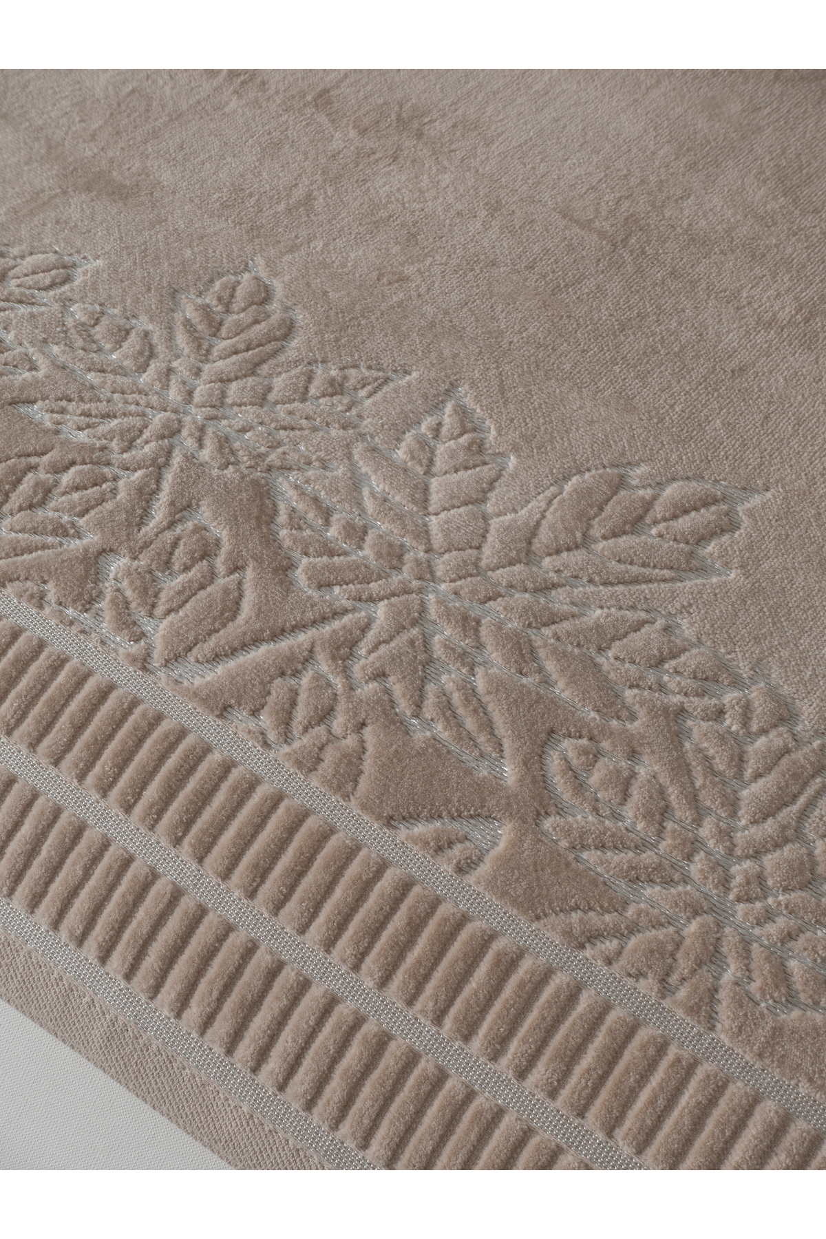 2 Adet 100x150 cm %100 Pamuk Banyo Havlusu Seti Çınar Yaprak Desenli Yumuşak Emici Kalın Dokulu