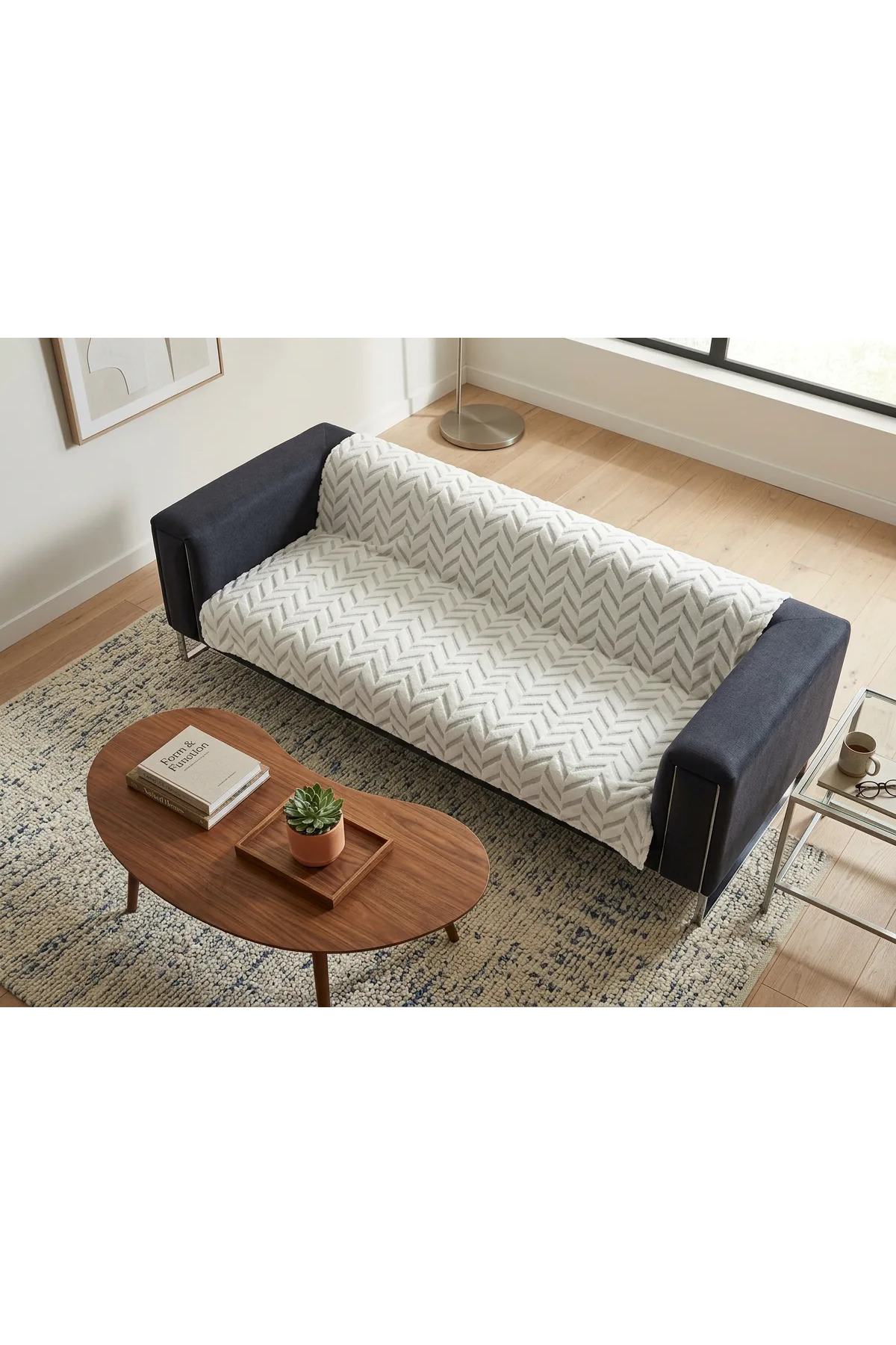 180x220 Kalın Süngerli Kesinlikle Kaydırmaz Welsoft Yumuşak Kabartmalı Modern Koltuk Örtüsü (BEYAZ)