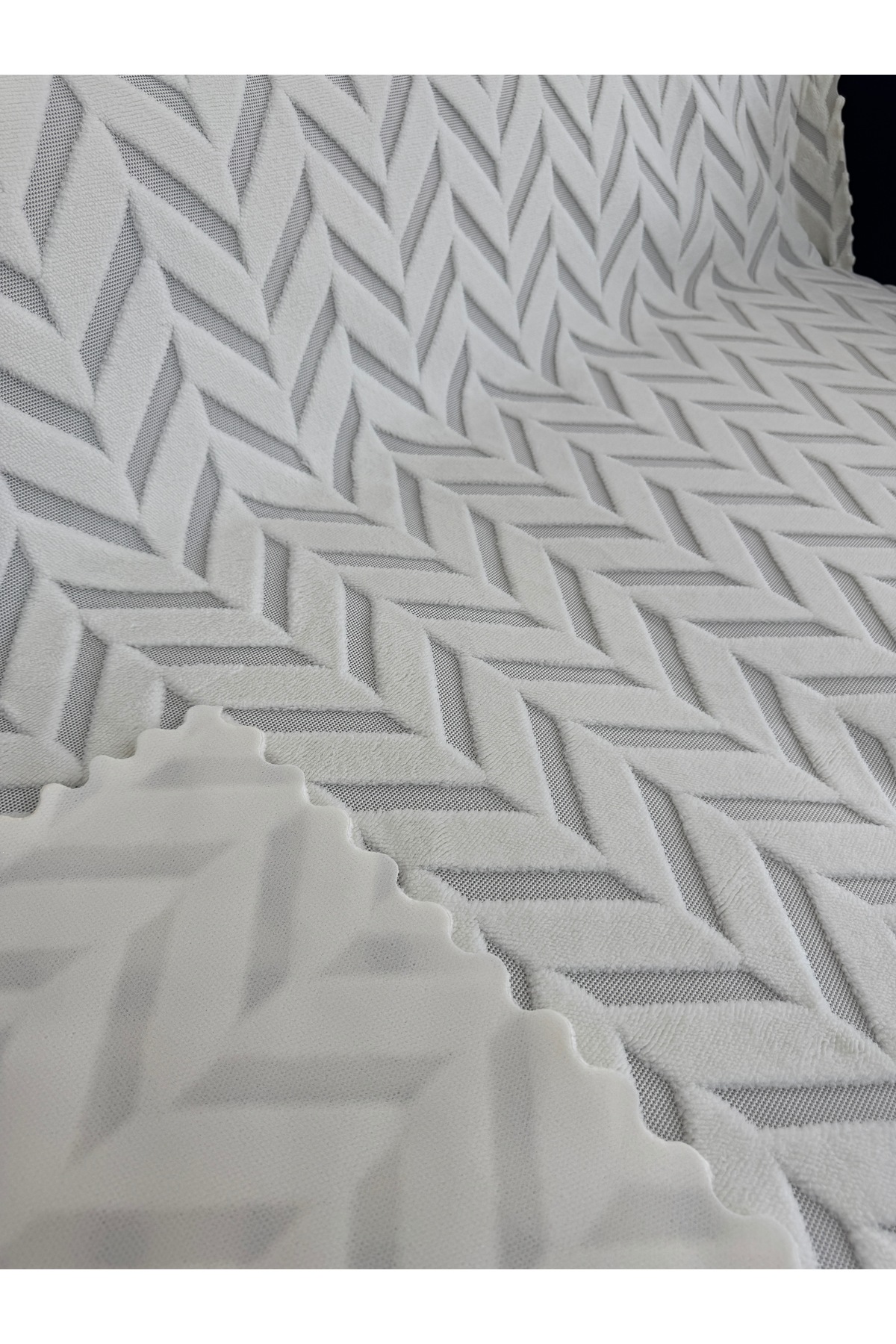 180x220 Kalın Süngerli Kesinlikle Kaydırmaz Welsoft Yumuşak Kabartmalı Modern Koltuk Örtüsü (BEYAZ)