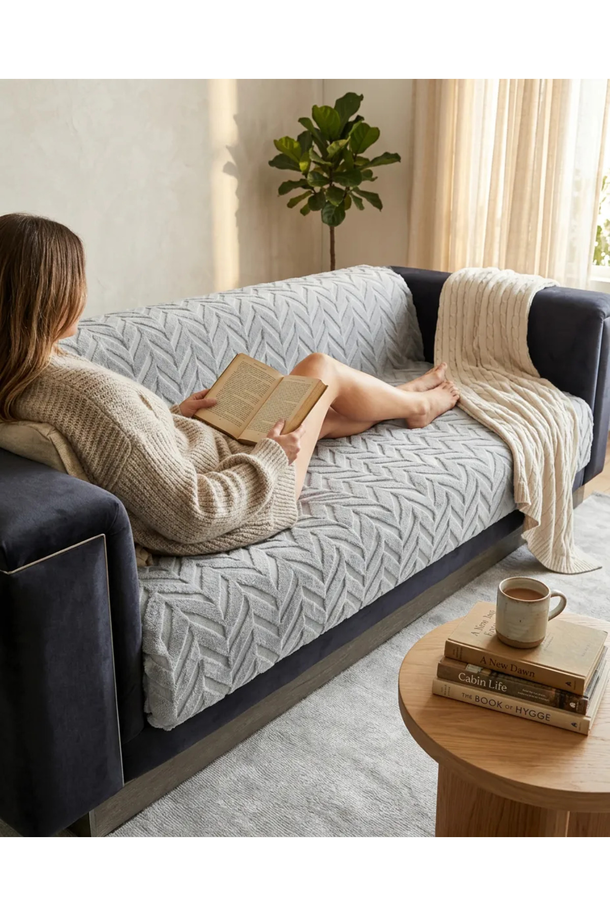 180x220 Kalın Süngerli Kesinlikle Kaydırmaz Welsoft Yumuşak Kabartmalı Modern Koltuk Örtüsü (GRİ)