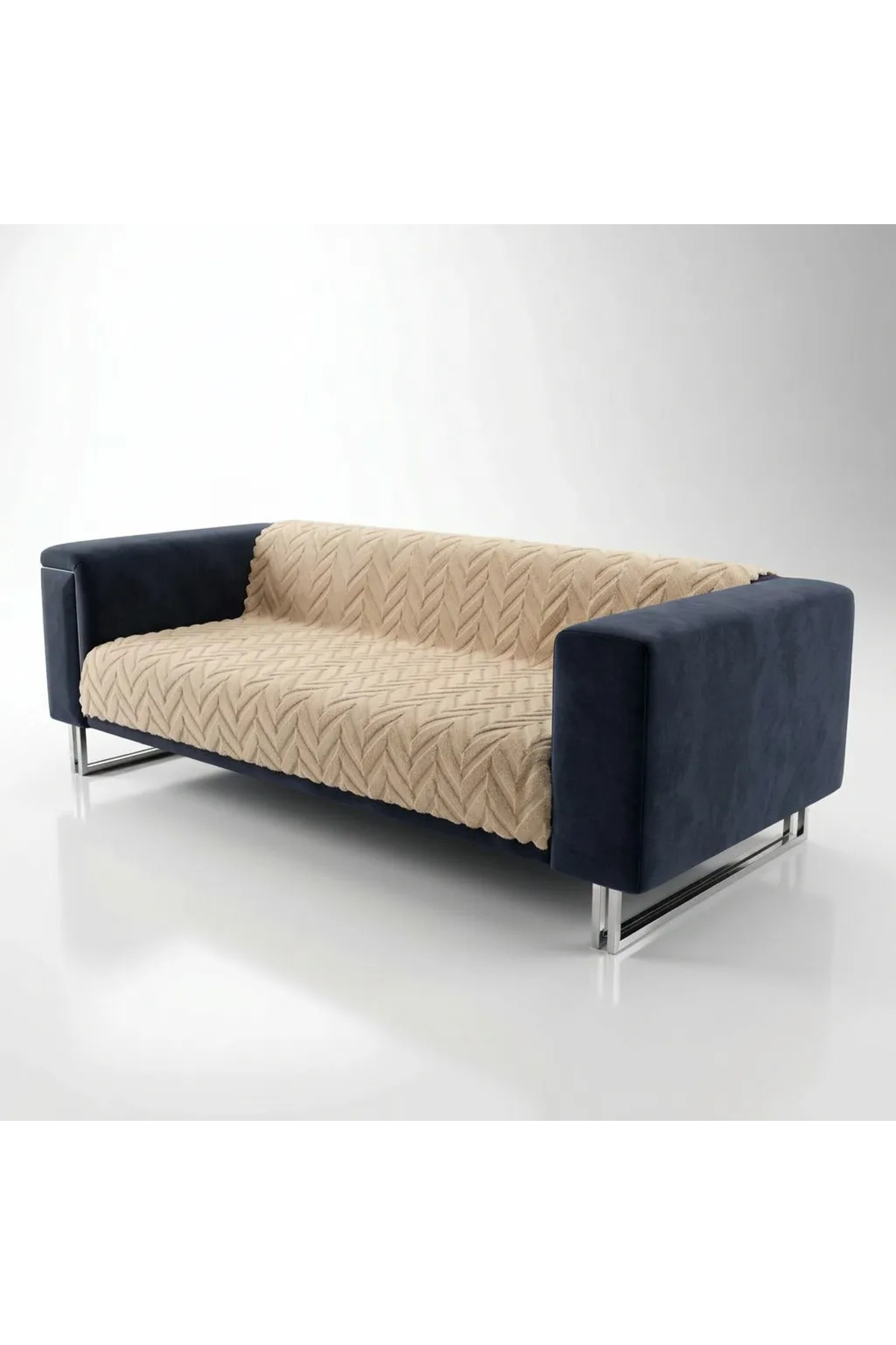 180x220 Kalın Süngerli Kesinlikle Kaydırmaz Welsoft Yumuşak Kabartmalı Modern Koltuk Örtüsü (VİZON)