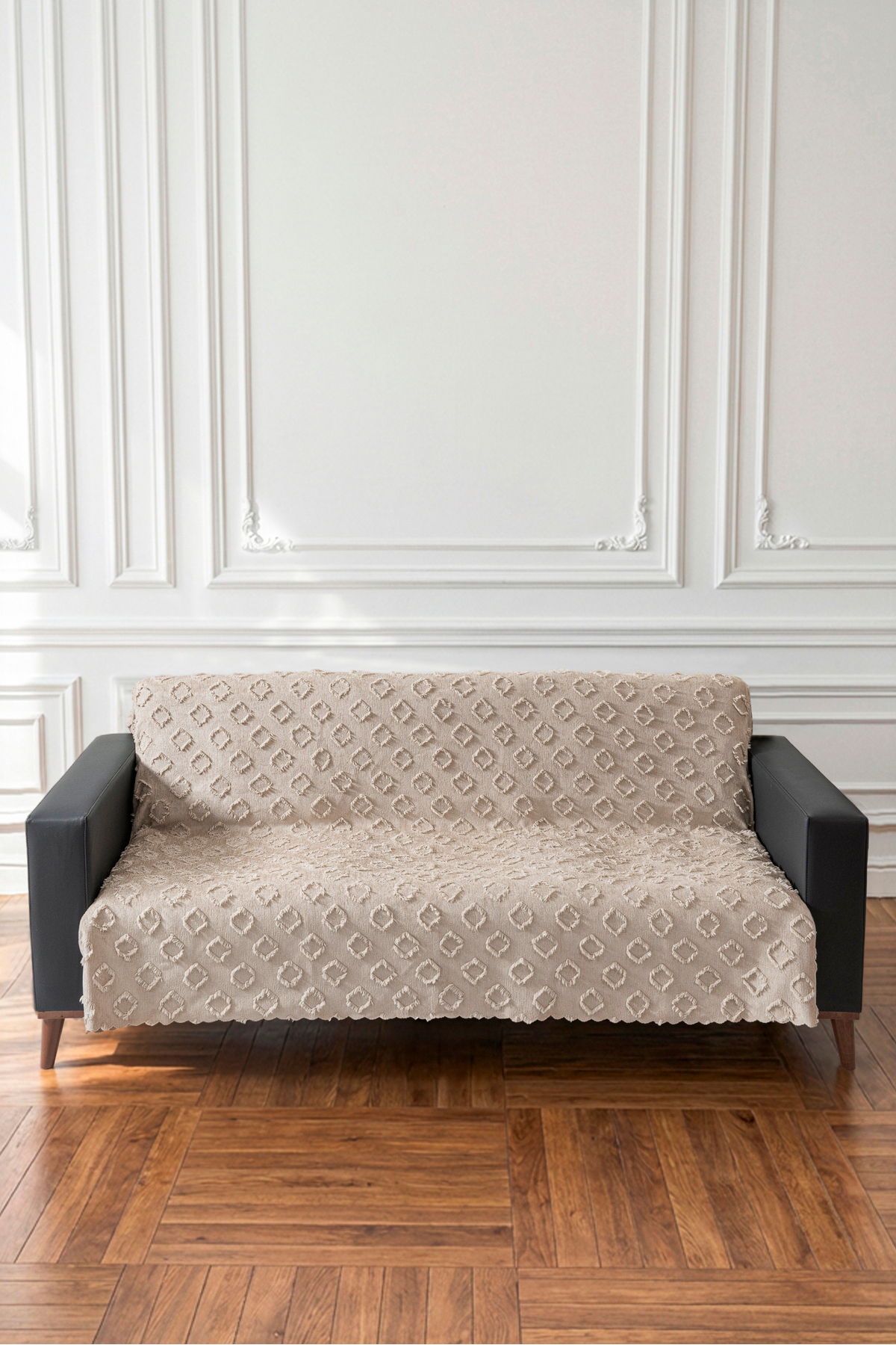 Taş Rengi Koltuk Örtüsü 175x215 cm Çekyat Örtüsü Premium Şönil Jakar Kumaş Kaydırmaz, Yıkanabilir**